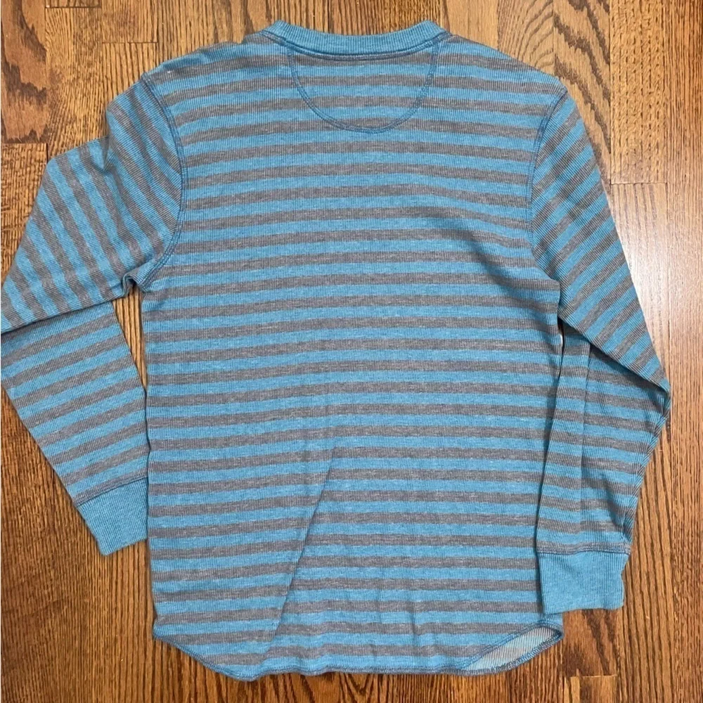 Gap Kids Boys Thermal Henley Blue Gray Striped Size XL (12)